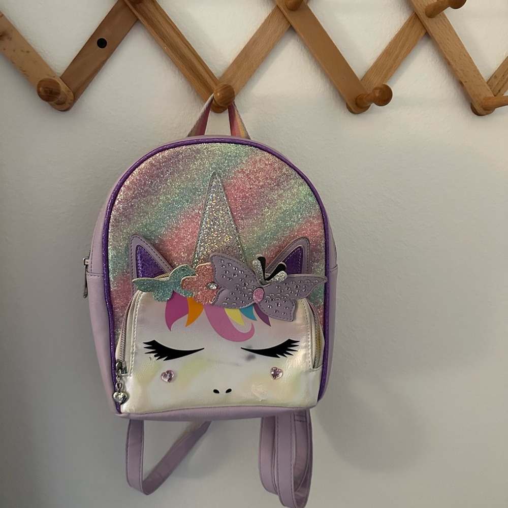 Unicorn Glitter Kids Backpack - Purple and Rainbow